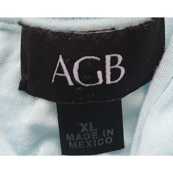 AGB Light Blue Round Neck Lace Trimmed Hem Top XL Lightweight Flowy Soft Stretch - Picture 5 of 6